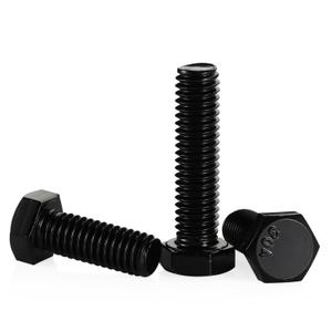 3/8-16 x 2 Hex Head Cap Screws Hexagon Bolts, Stainless Steel 18-8 Black Finish, UNC Coarse Thread Fully Threaded, 10 PCS