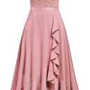 Miusol Women's Retro Lace Contrast Chiffon Ruffle Evening Maxi Dress (XXL)