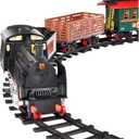 Amazon Basics Remote Control Steam Engine Hobby Train Set with Tender and Gondola and Caboose, working light and realistic sounds Age 3 or up Perfect for Kids, Multicolor