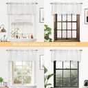 DriftAway Kitchen Curtain Valance for Windows 18 Inch White Sheer Voile Chiffon Curtains for Bedroom Living Room Embroidered Pom Pom Light Filtering Rod Pocket Extra Wide Window Toppers 1 Panel
