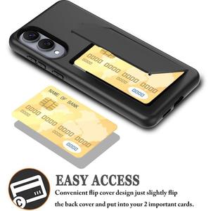 for Samsung Galaxy S25 Edge Case with Card Holder,Credit Card Slot Protective Wallet Case - Black