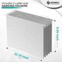 Hanging File Organizer, Letter-Size File Holder Filing Box with 5 Hanging Folders, Metal Mesh Desk File Folder Storage(No Assembly Required) (with 5 Grey Folders)
