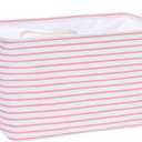 Hinwo 70L Extra Large Storage Bins, Closet Organizers and Storage, Foldable Clothes Storage Baskets with Handles, Containers for Clothing, Blanket, Comforters, Toys, Bedding (Pink Stripe)