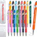 20 Pieces Inspirational Pens Kit - 10 Black Ink Pens Bulk, Bags Included - Motivational Pens Ballpoint with Stylus Tips - Inspirational Gifts Office School Supplies for Teachers Office Prizes