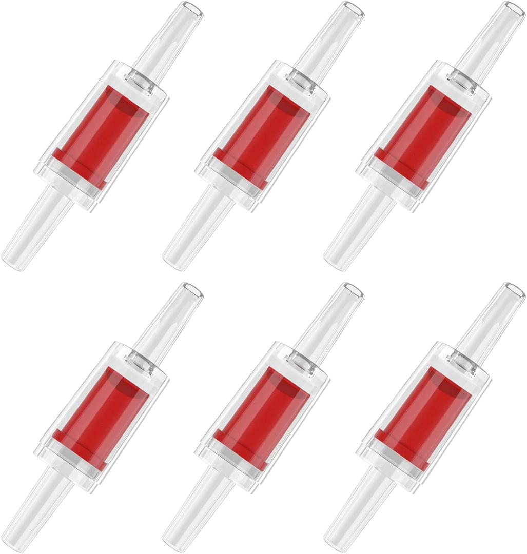Pawfly 6 PCS Aquarium Check Valves for Common Air Pumps Red Plastic 1-Way Non-Return Valves Pump Protectors for Standard 3/ 16 Inch Airline Tubing Fish Tank Accessories for Aeration Setup