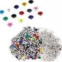210 Set 5mm Eyelets and Grommets for Paper Crafts 3/16 inch Colored Metal Eyelets Grommets with Washers, Round Eyelets for Paper Crafts Fabric Leather Craft, Shoes Clothes Eyelets Hats Tents Repair