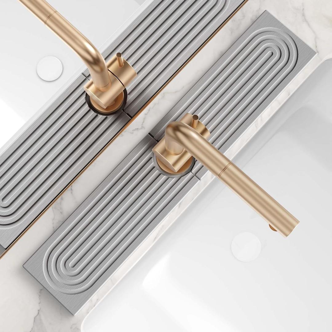 Faucet Mat for Kitchen Sink - Diatomaceous Earth Faucet Splash Guard, Fast Drying Sink Protector - Water Absorbing Stone for Bathroom Sink (Grey, 20'' x 3.9'') (Gray)