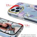 Clear Case Compatible with iPhone 12 Pro iPhone 12 Glitter Plating Flower Design Protective Shockproof Slim Thin TPU Bumper Durable PC Back Cover Phone Case, Purple