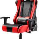GTRACING Gaming Chair with Reclining Backrest, Adjustable Height and Swivel Base, Ergonomic Computer Chair with Headrest and Lumbar Support (Red)