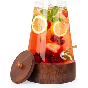Glass Drink Dispenser for Parties, 1.72 Gallon Large Beverage Dispenser with Stand Juice Dispensers with Spigot Pitcher for Lemonade Iced Water Tea Sangria Punch