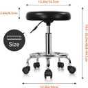 KKTONER PU Leather Modern Round Rolling Stool with Footrest Height Adjustable Spa Drafting Salon Tattoo Work Massage Stools Task Chair Small (Black), 25.2" H x 13.3" W x 12.6" D