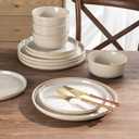 AmorArc Stoneware Dinnerware Sets for 4, 12 Piece Plates and Bowls Sets
