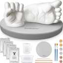 KeaBabies Baby Casting Kit Hands and Feet Mold - 3D Newborn Hand Casting Kit & Stylish Wood Base, Easy DIY Infant Foot Molds 0-9 Months,BPA-Free Baby Keepsake,Shower Gifts for Moms (Round, Cloud Gray)