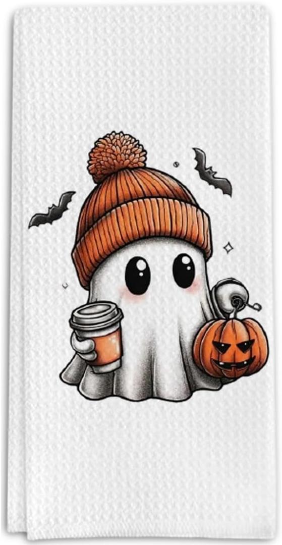 Halloween Ghost Kitchen Towels, Cute Ghost Boo Decorative Towels for Bar Kitchen Bathroom