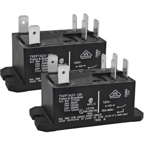T92P7A22-120 Power Relay (Pack of 2), DPST-NO (2 Form A) - 120VAC, 30A 6-Pins General Purpose Relay Replace Part 10459304