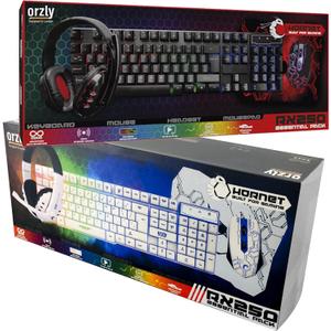 Orzly Gaming Keyboard, Mouse, Headset, Mousepad Peripherals Bundle Packs [Black & White] Bundle