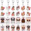 24 Sets Dog Valentines Cards and Keychains Valentine's Day Party Favors Backpack Charms Valentines Goodie Bag Stuffers for Class Coaches Players