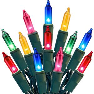HISHINY Christmas Lights 100 Count Multicolor Christmas Tree String Lights with Green Wire for Outdoor Indoor Christmas Decorations Wedding Decorations Valentines Day Decor,UL Certified (21feet) (21ft)