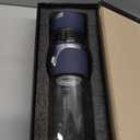 MagicFlow One-Press Smart Tea Infuser Bottle, Double-Walled Glass Teapot for Loose Leaf, Leakproof Portable Travel Tea Tumbler (15.6oz, Twilight Blue)