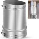 Oval Dryer Vent Adapter 4'' Round to Oval Dryer Duct Adapter Stainless Steel Recessed Dryer Vent Hose Connector with Steel Worm Drive Clamp for Exhaust Tube Vent Ventilation, 4.9 x 2.8 Inch