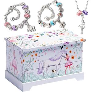 ABI + OLIE Ballerina Unicorn Kids Jewelry Box for Girls & Little Girls Jewelry Box Organizer - A unicorn music box gift