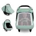Car Seat Cover Baby, Summer Carseat Covers for Babies Girls Boys Breathable Muslin Cotton HNHUAMING Infant Car Seat Canopy with Large Mesh Window, Cozy & Windproof Newborn Stroller Cover, Green