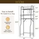 TETOTE Over The Toilet Storage Rack, 3-Tier Bathroom Organizer Shelf Over Toilet with Toilet Paper Roll Holder, Freestanding Metal Rack, Black