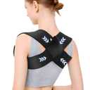Back Posture Corrector for Women & Men, Kyphosis Relief, Spine Support Brace, Upper Back & Shoulder Alignment, Comfortable & Breathable, Easy to Use (Large, Black)