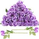 24 Pcs Lavender Rose Artificial Flowers with Long Stem Real Touch Silk Plastic Bouquet Purple Roses Bulk for Wedding Party Table Centerpieces Festival Decorations