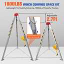 2600 lbs Confined Space Tripod Kit, Confined Space Rescue Tripod with 5.2-8ft Adjustable Working Height, 98' Cable Lifting Winch, Heavy Duty Rescue Tripod Lifting Hoist with 32.8' Protection