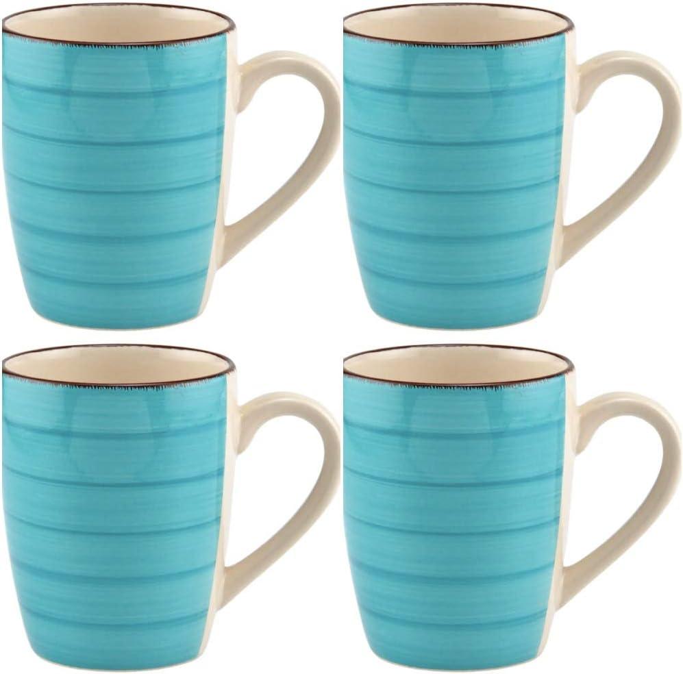 Coffee Mug Ceramic Set Of Four Turquoise Blue Royal Norfolk With Swirl Design