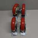 5 Inch Industrial Heavy Duty Swivel Caster Wheels with Brake,Set of 4 Safety Locking Casters,Load 2400lbs,Premium Polyurethane Wheels for Table,Trailer,Saw Table,Stage Toolbox,Bed,Corn Board (Red)