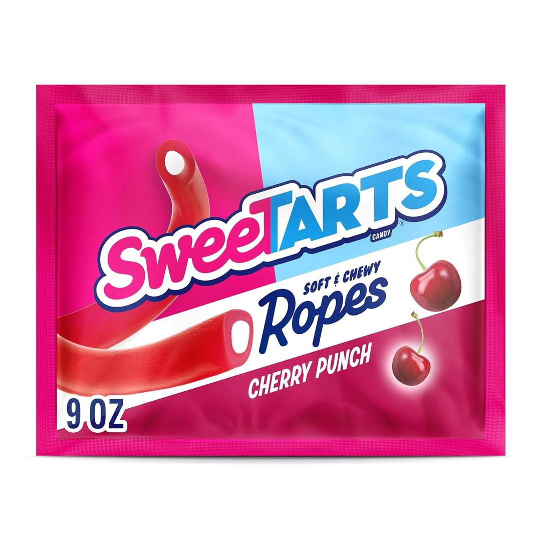 SweeTARTS Ropes, Candy, Cherry Punch, Soft and Chewy, 9 oz (EXP 06/24/26)