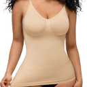 BRABIC Compression Tank Top for Women - Compression Tanks Shapewear Tummy Control Body Shaper V Neck Camisole Tops (X-Large, Beige)