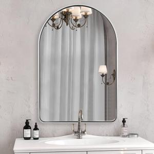 ANDY STAR Chrome Mirror, 20x30 Polished Chrome Arched Mirror, Arch Bathroom Mirror for Vanity,SUS304-Anti-Rust, Tube Frame, Wall-Mounted Vertical 1 Deep (30"L x 20"W)