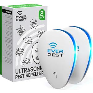 Ultrasonic Pest Control Repeller - Repel Rodents, Ants, Cockroaches Get Rid, Bed Bugs, Mosquitos, Flies, Spiders, Squirrel Bats - Eco-Friendly Safe for Humans - 2 Pack