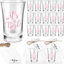 Pickmesh 25 Sets Baby Shower Favors Boy Girl Theme Party Gift Include Acrylic Clear Shot Glasses Thank You Tag Organza Bag Twine for Baby Shower Tea Party Gender Reveal (It's A Girl,Pink)