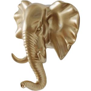 WJXFHTD Animal Hooks for Wall, Gold Elephant Head Long Goat Head and Rhinoceros Coat Hook Wall Mount Resin Decorative Hook Decorative Towel Gold Hooks Goats (Elephants)