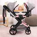 Bayer Twin Doll Stroller, Double Baby Doll Stroller, Butterfly Grey & Pink with Matching Handbag, One Size