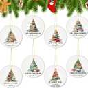 Thyle 8 Pcs Ceramic Book Lover Ornaments Book Club Gifts Christmas Tree Ornaments Christmas Tree Hanging Gift for Librarian Bookish Club Gifts(Trees, Circle)