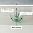 Renovators Supply Manufacturing Clear Tempered Glass Round Bathroom Vessel Sink, 12 x 4.5 x 0.5 inches