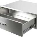 Outdoor Kitchen Drawers, 30" W x 10" H x 23" D Stainless Steel BBQ Drawer, Flush Mount Enclosed Single-Drawer BBQ Drawers with Handles for Outdoor Kitchens, BBQ Islands, No Installation Required