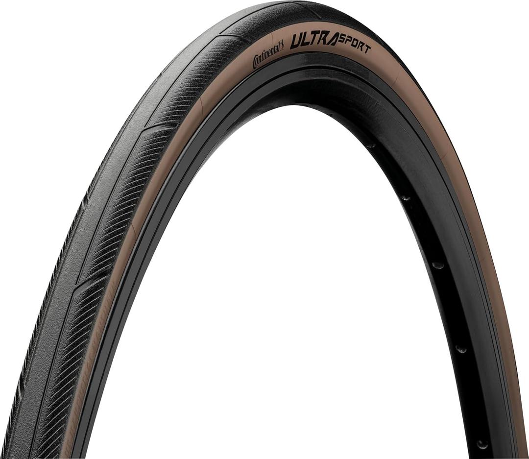 Continental Ultra Sport III - Road Bike Tire | Versatile Road Tire with Modern Tread Design - E25 Ebike Rated - PureGrip (700x28, Black/Brown)