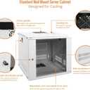 Tecmojo 9U Wall Mount Rack Network Cabinet for 19" IT Equipment,with Lockable Glass Door and Side Panels,Cooling Fan,17.7inch Depth,White,Computer/Electronics Equipment Data Rack