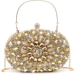 Rhinestone Evening Clutch Purses for Women Wedding Clutch Party Purse Bridal Diamonds Prom Cocktail Handbags (Gold)