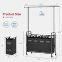 Tajsoon Laundry Sorter Cart with Hanging Clothes Rack, 4 Butler Sorter Basket Organizer, Laundry Hamper Cart with Heavy Duty Rolling Lockable Wheels, Black