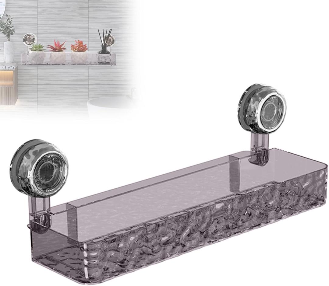 Corrugated Suction Cup Storage Holder,Movable Shower Shelf Suction Cup,Shower Caddy Large Capacity Bathroom Organizer,No-Drill Wall-Mounted Storage Shelf,Bathroom Organizers and Storages(Black)