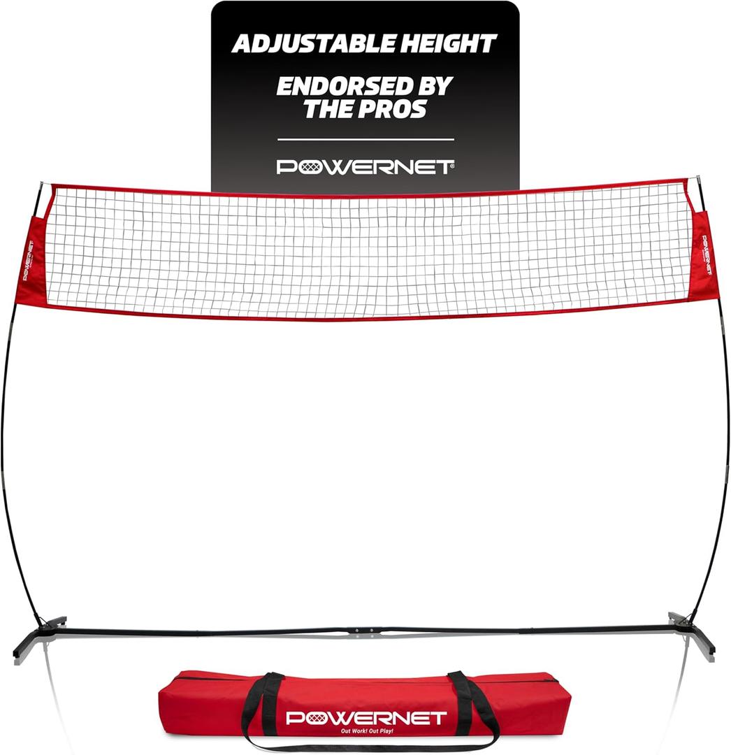 PowerNet Portable Volleyball Net for Backyard Training, Indoor Outdoor Volleyball Practice Equipment, Great for Hitting Serving Drills Small Scrimmage or 1 On 1 Game (12.5-Foot)