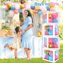 Gender Reveal Baby Balloon Boxes Decorations, Pink Blue Balloon Arch Garland Kits With 4pcs Boxes, Gender Reveal Backdrop for Baby Shower,Boy or Girl Gender Reveal Party Supplies(141pcs)