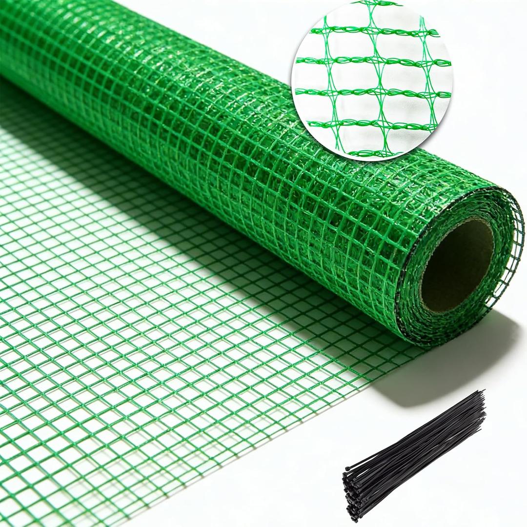 Garden Fence Temporary Fence, 4'x100' with 50 Zip Ties, Plastic Fencing Safety Fence Snow Fence, Construction Fencing for Yard, Deer, Pet, Rabbits, Chicken, Dogs, Animal Barrier, Green